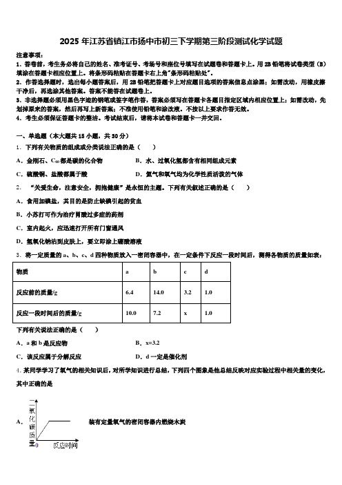 2025年江苏省镇江市扬中市初三下学期第三阶段测试化学试题含解析