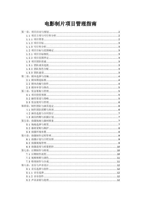 电影制片项目管理指南