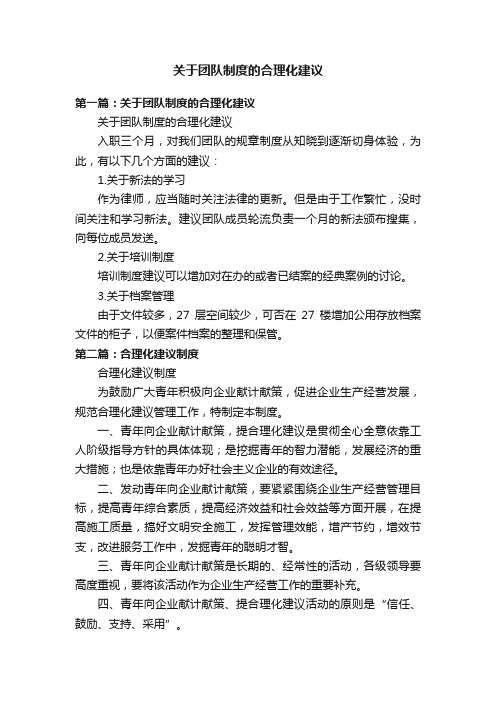 关于团队制度的合理化建议