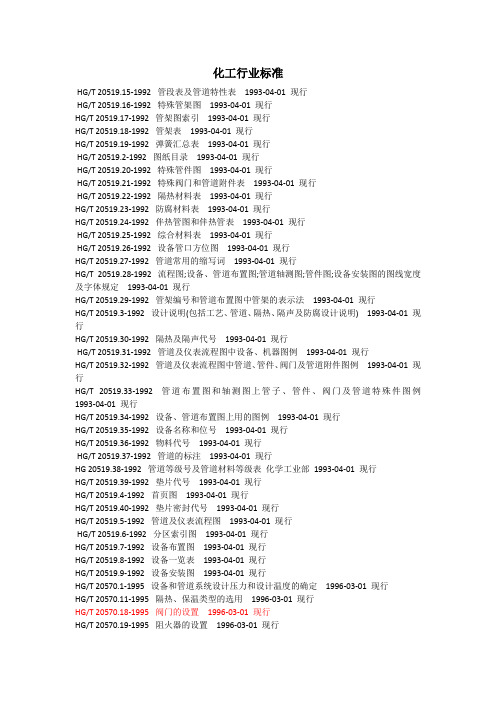 化工部及石油化工行业标准