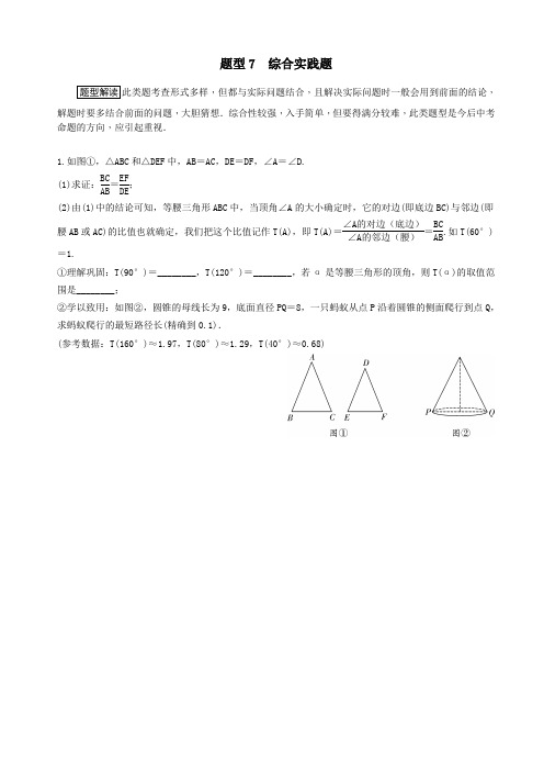 中考数学全面突破(含详细答案)题型7 综合实践题