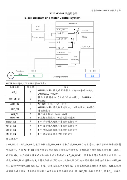 (完整版)PCS7MOTOR块使用总结