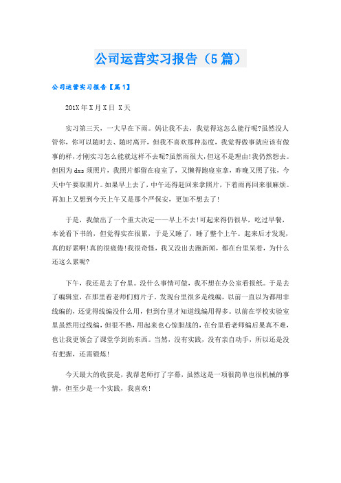 公司运营实习报告(5篇)