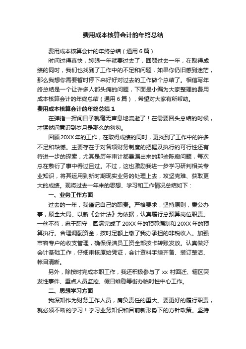 费用成本核算会计的年终总结