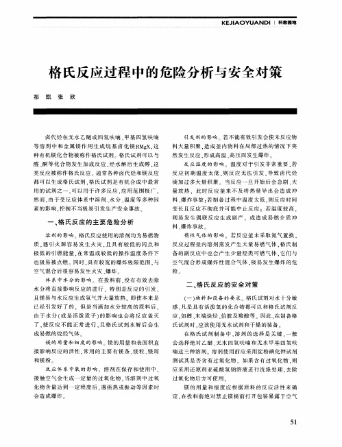 格氏反应过程中的危险分析与安全对策