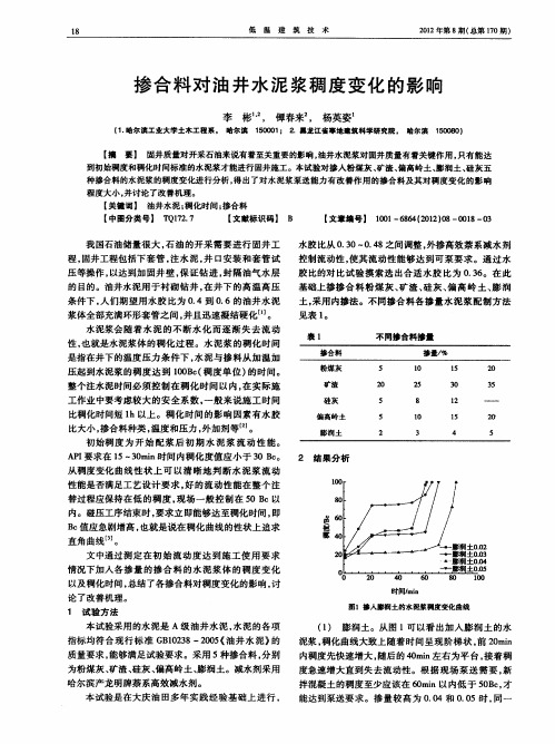 掺合料对油井水泥浆稠度变化的影响