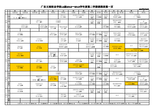 2013-2014学年度第一学期课程表汇总(10.28)