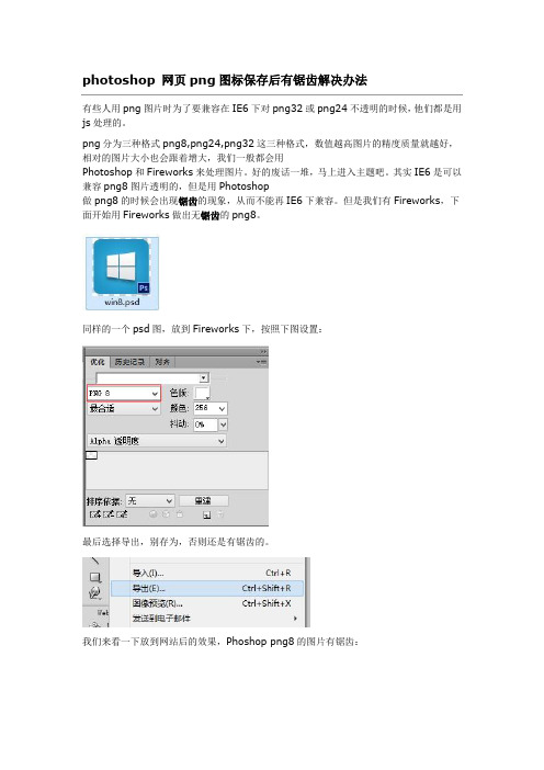 photoshop 网页png图标保存后有锯齿解决办法