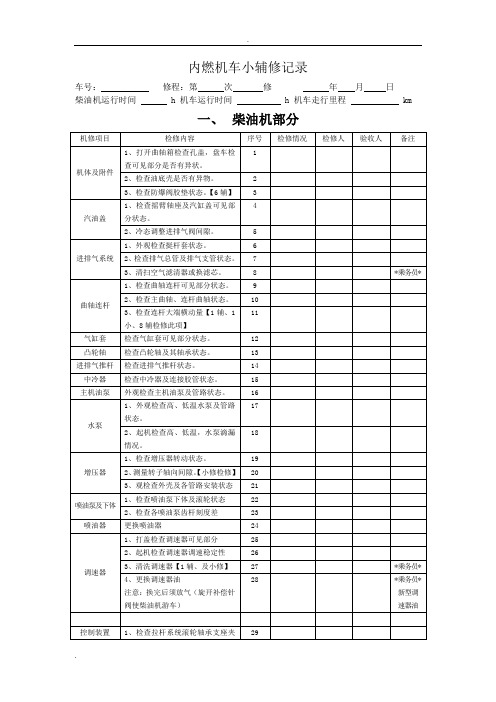 内燃机车小辅修记录