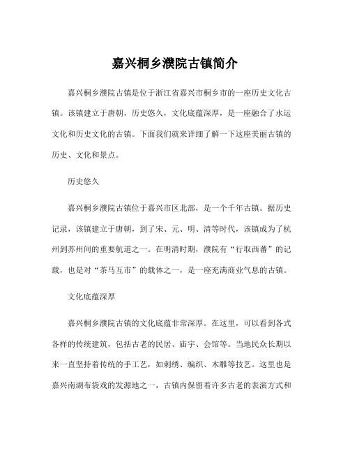 嘉兴桐乡濮院古镇简介