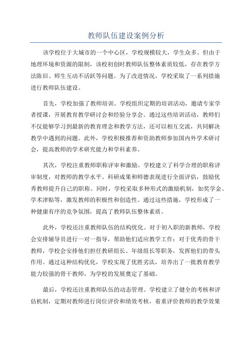 教师队伍建设案例分析