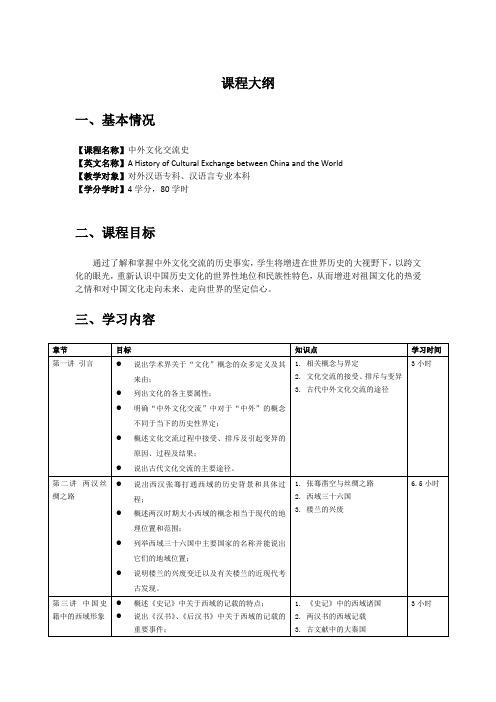 中外文化交流史  教学大纲