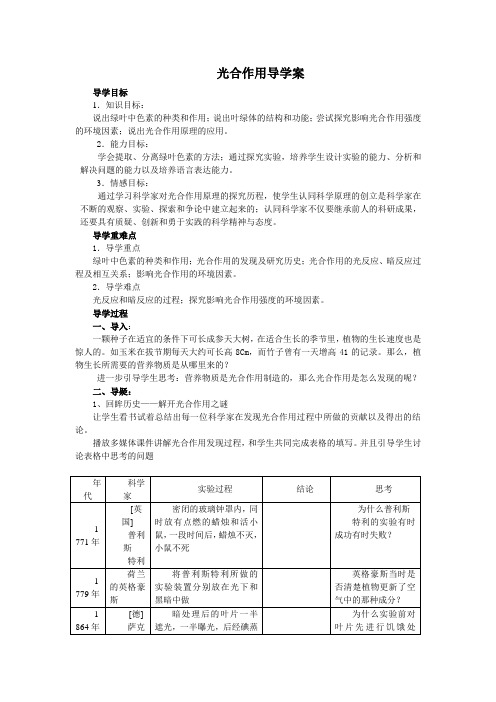 光合作用导学案