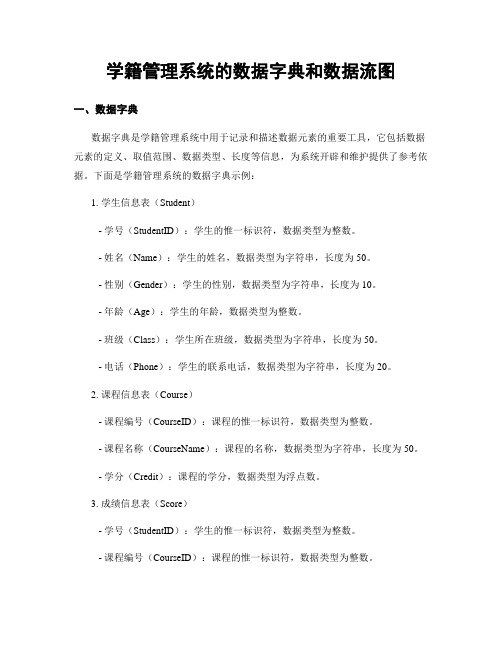 学籍管理系统的数据字典和数据流图