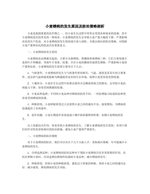 小麦锈病的发生原因及防治策略剖析