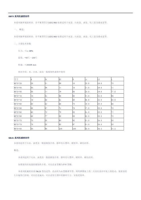 全套机械密封件说明