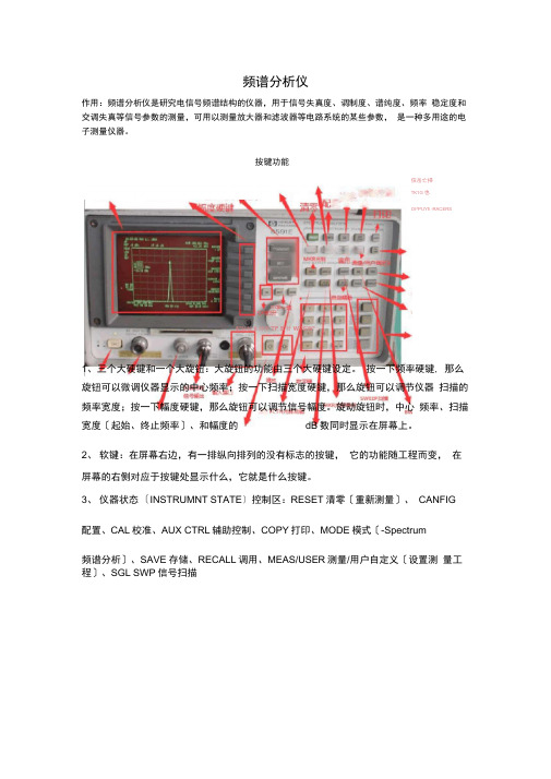 频谱分析仪各功能键介绍