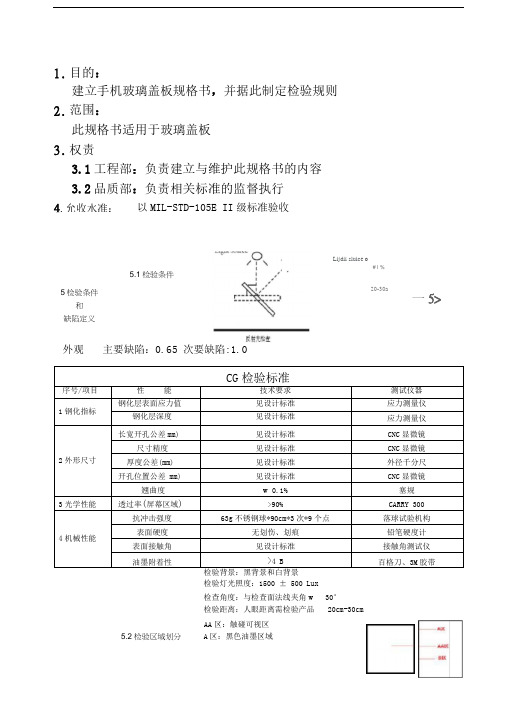 手机盖板检验标准