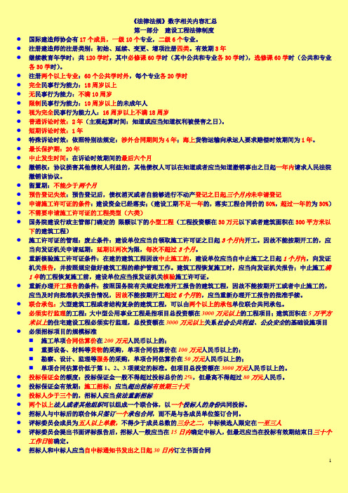 二建法规数字汇总