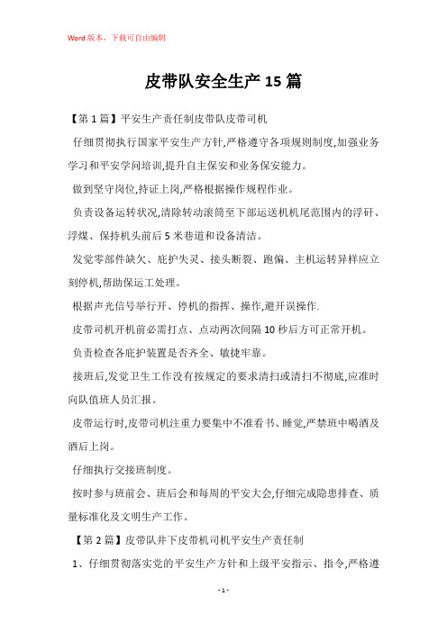 皮带队安全生产15篇