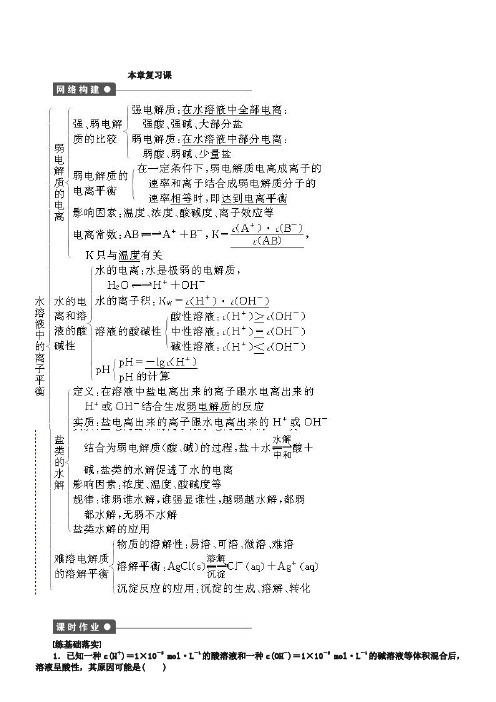 【新步步高】2018-2019学年高二化学人教版选修4课后作业：第三章 复习课