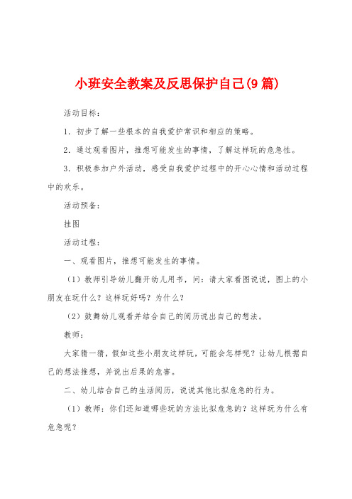 小班安全教案及反思保护自己(9篇)