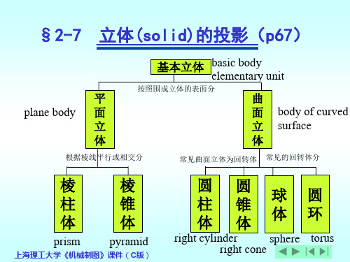 机械工程制图教程2-3平面立体的投影及截交线