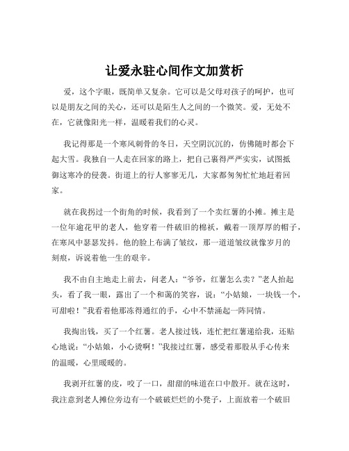 让爱永驻心间作文加赏析