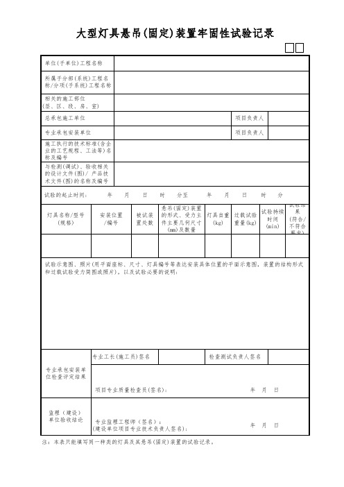 大型灯具悬吊(固定)装置牢固性试验记录