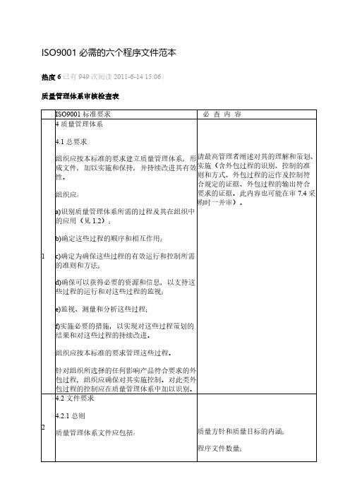 【VIP专享】ISO9001必需的六个程序文件范本