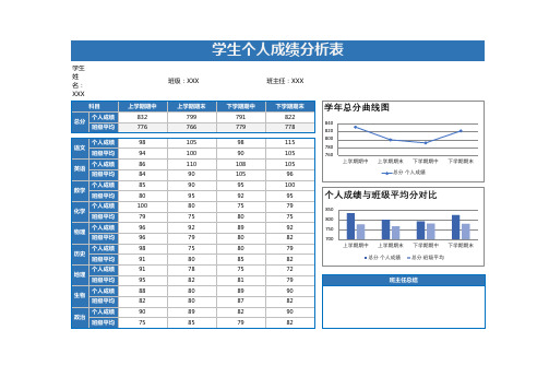 学生个人成绩分析表