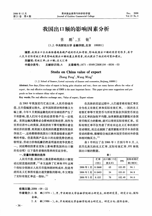 我国出口额的影响因素分析