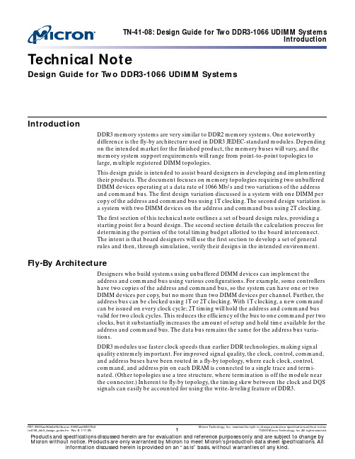 Design Guide for Two DDR3-1066 UDIMM Systems