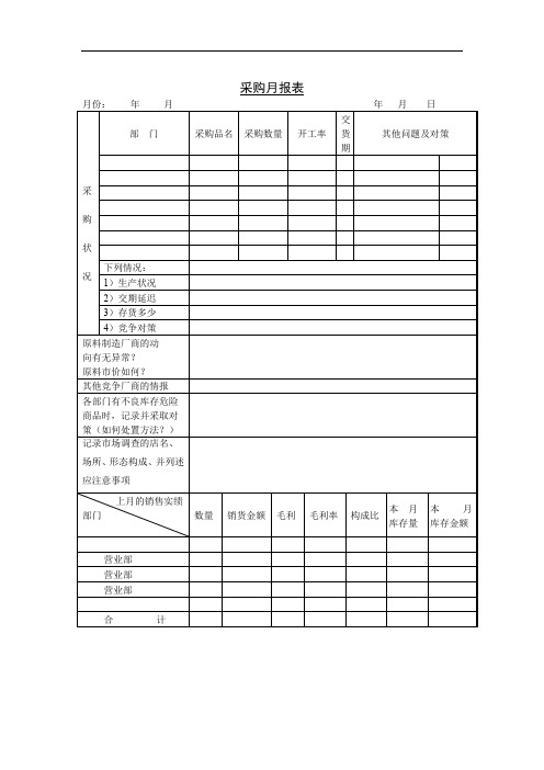 采购月报表