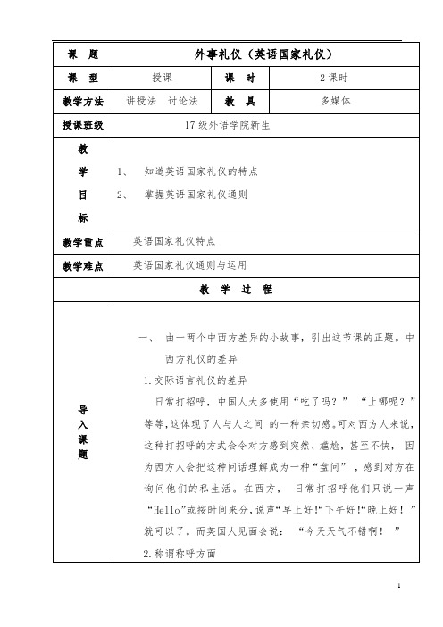 英语国家礼仪