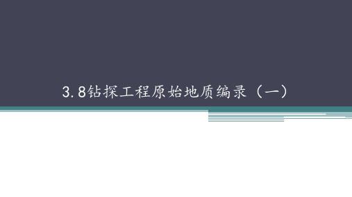 水文地质勘查：钻探工程原始地质编录(一)