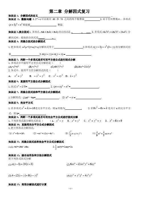 2012八下第二章分解因式辅导复习