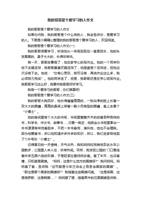 我的哥哥是个爱学习的人作文