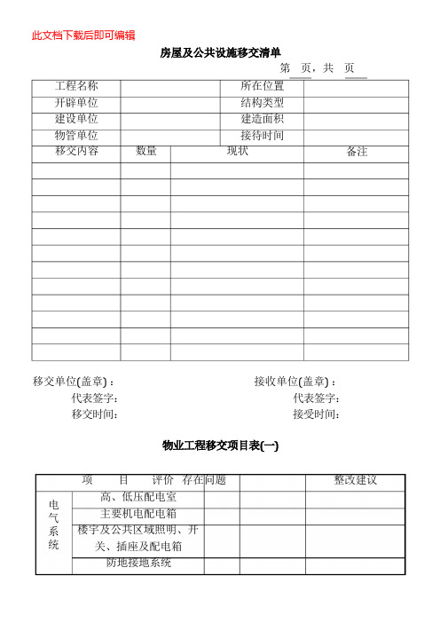 物业移交表格(完整资料)