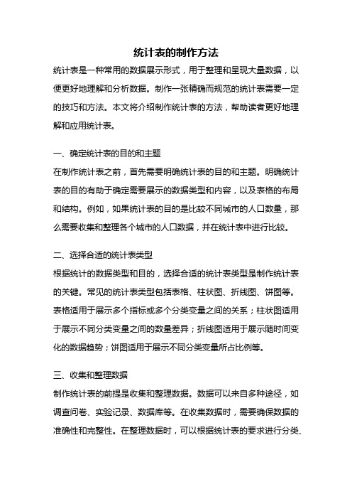 统计表的制作方法