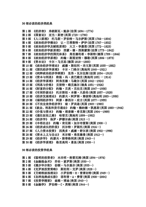 经济学必看书目