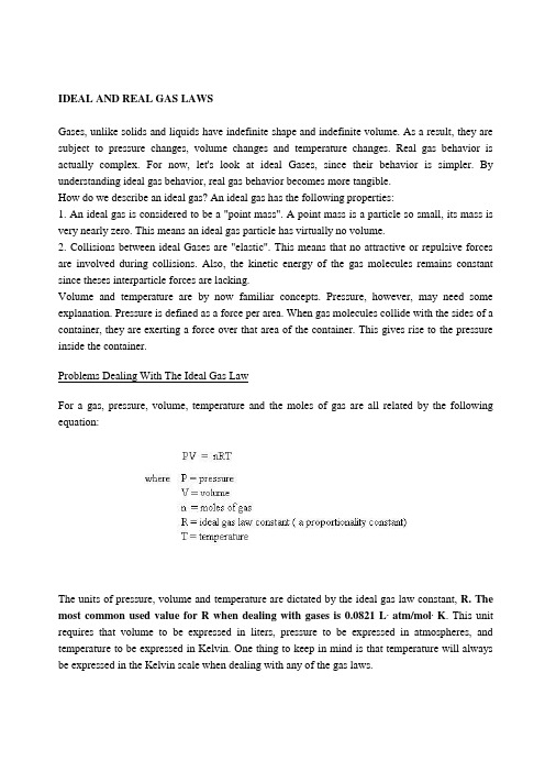 IDEAL AND REAL GAS LAWS