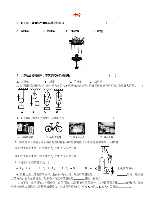 九年级物理上册11_2滑轮练习题2新版苏科版