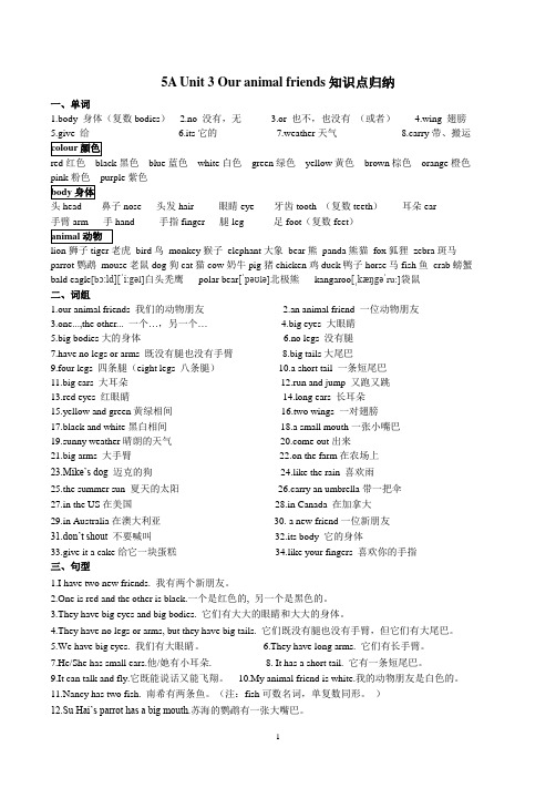 [译林版]5A Unit3知识点归纳