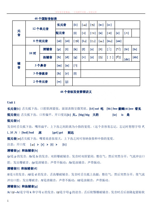 48个国际音标表发音整理