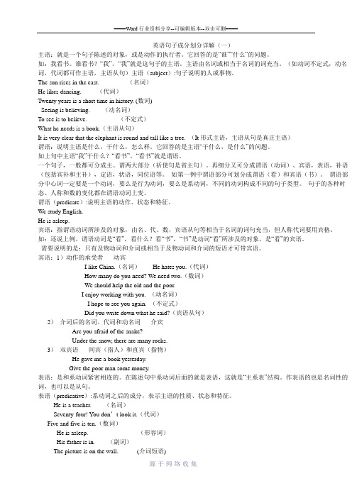 初中英语句子结构成份讲解及专项练习(含答案)