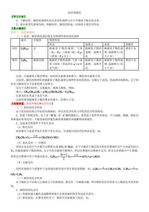 知识讲解_烷烃和烯烃_基础