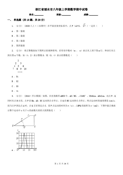 浙江省丽水市八年级上学期数学期中试卷