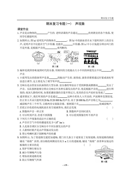 苏科版八年级物理上册 期末复习专题1-5及期末试卷