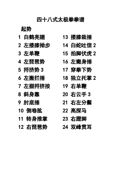 四十八式太极拳拳谱